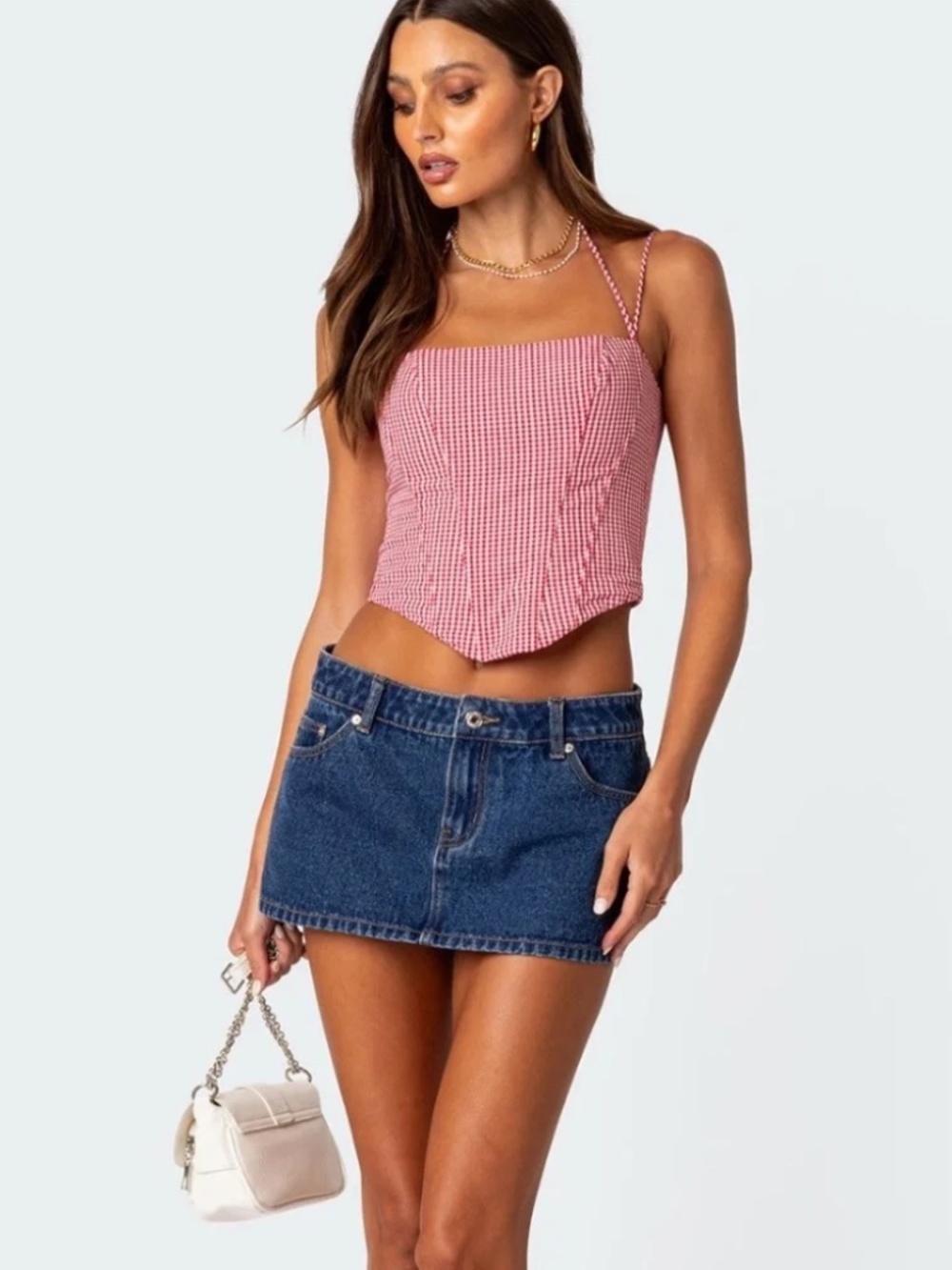 Edikted Denim Jean Mini Skirt